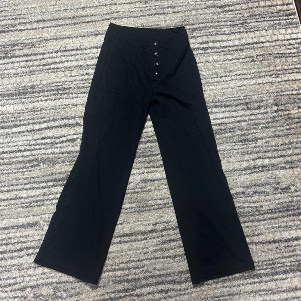 Black High-Waisted Button-Up Pants